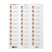 Paars Gouden Bloem Retouradreslabel Etiket (Full Sheet)