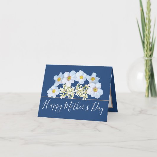 Paars Gouden Boeket Anemoon Orchidee Moederdag Kaart (Voorkant)