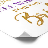 Paars Gouden Confetti Advies voor de Bruid Bord Poster (Hoek)