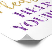 Paars Gouden Confetti Help Uzelf Bord Poster (Hoek)