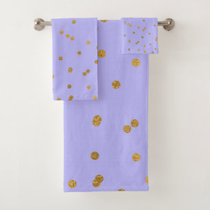 Paars & Gouden Confetti Stippen Moderne Glamour Gl Bad Handdoek