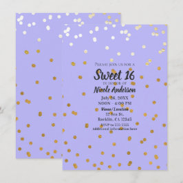 Paars & Gouden Confetti Stippen Moderne Glamour Kaart