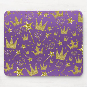 Paars & Gouden Glitter Meiden Prinsessen Meisjes P Muismat