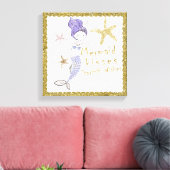Paars Gouden Glitter Zeemeermin Wensen Zeester Kus Canvas Afdruk (Insitu (Woonkamer))