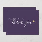 Paars Gouden Hart Script Zakelijk Bedankt Briefkaart (Voorkant / Achterkant)