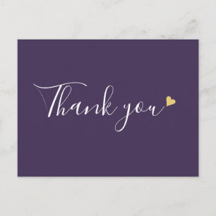 Paars Gouden Hart Script Zakelijk Bedankt Briefkaart