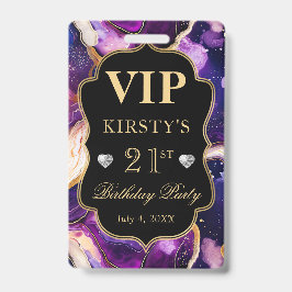 Paars Gouden Hemelse Glitter Agaat Verjaardag VIP Badge