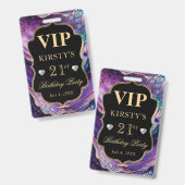 Paars Gouden Hemelse Glitter Agate Verjaardag VIP Badge (Voor- en achterkant)