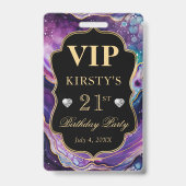 Paars Gouden Hemelse Glitter Agate Verjaardag VIP Badge (Achterkant)