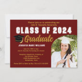 Paars Gouden Klas van 2025 Foto Afstudeerfeest Kaart (Voorkant)