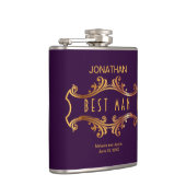 Paars Gouden Koninklijk Wapen Frame Bruidsjonker C Heupfles (Rechts)