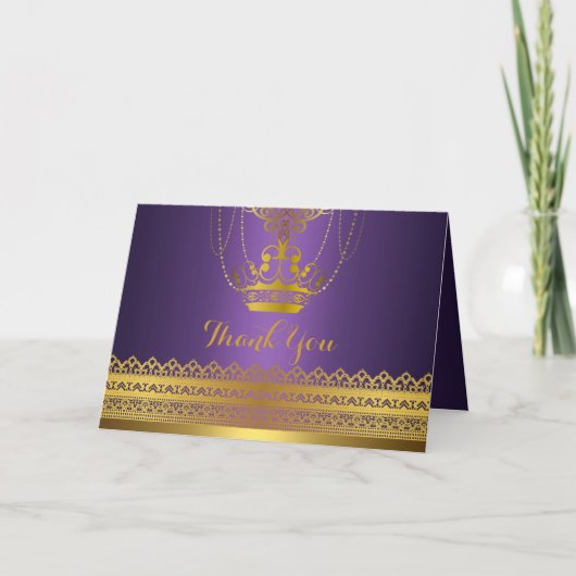 Paars & Gouden Kroon Bedankkaart (Voorkant)