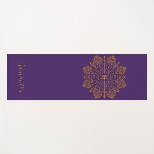 Paars gouden mandala elegant vrouwelijk gepersonal yogamat (Voorkant (horizontaal))
