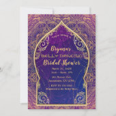 Paars Gouden Marokkaanse Buikdancing Bruidsfeest Kaart (Voorkant)