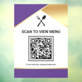 Paars Gouden Restaurant Digitaal QR Code Menu Raamsticker (Vel 3)