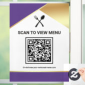 Paars Gouden Restaurant Digitaal QR Code Menu Raamsticker (Huis)