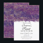 Paars Gouden Spat Modern Glam Sweet 16 Feestje Kaart<br><div class="desc">Aanpassen voor uw evenement.</div>