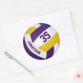 paars gouden team kleuren jongens volleybal ronde sticker (Envelop)