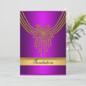 Paars Gouden Uitnodiging Elke Feest Paars Goud (Staand voorkant)