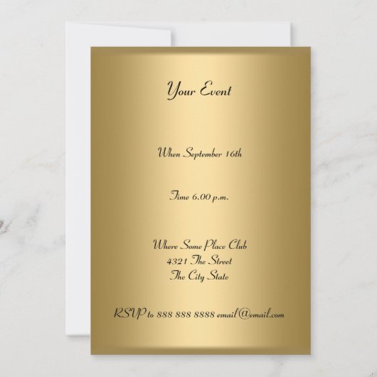 Paars Gouden Uitnodiging Elke Feest Paars Goud (Achterkant)