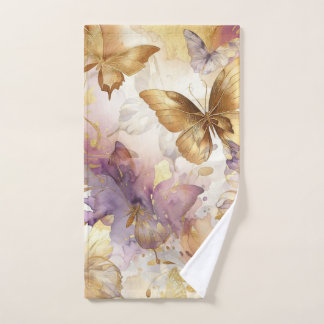 Paars & Gouden Vlinder Aquarel Vlinders Bad Handdoek