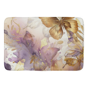 Paars & Gouden Vlinder Aquarel Vlinders Badmat