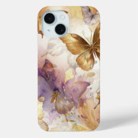 Paars & Gouden Vlinder Aquarel Vlinders
