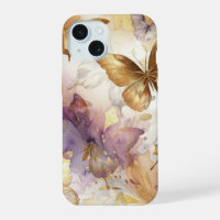 Paars & Gouden Vlinder Aquarel Vlinders