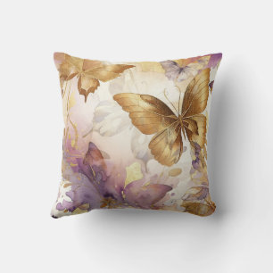 Paars & Gouden Vlinder Aquarel Vlinders Kussen