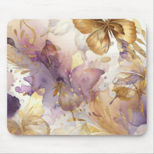 Paars & Gouden Vlinder Aquarel Vlinders Muismat