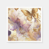 Paars & Gouden Vlinderjurk Fantasy Sweet 16 Servet (Voorkant)