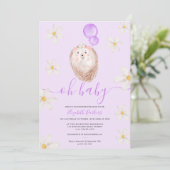 Paars gouden waterverf baby shower kaart (Staand voorkant)