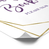 Paars Gouden Waterverf Bloem Gastboek Bord Poster (Hoek)