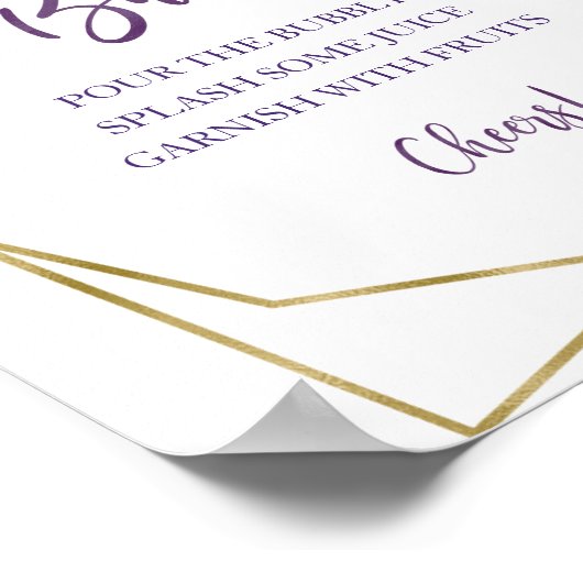 Paars Gouden Waterverf Bloem Mimosa Bar Bord Poster (Hoek)