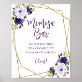 Paars Gouden Waterverf Bloem Mimosa Bar Bord Poster (Voorkant)