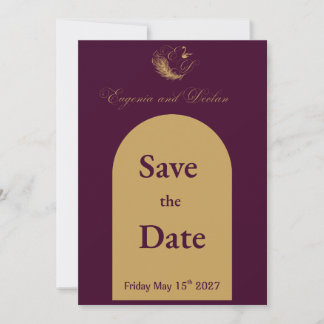 Paars & Gouden Zwanenwapen Trouw Save the Date