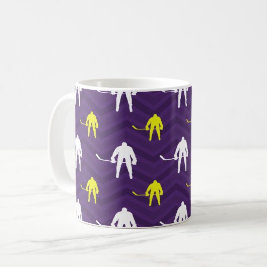 Paars, goudgeel, wit, ijskap, Chevron Koffiemok (Voorkant links)