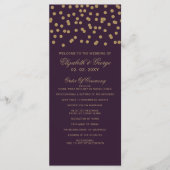 Paars goudglitter Confetti Elegant Wedding Programmakaart (Voorkant)
