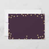 Paars goudglitter Confetti Elegant Wedding RSVP Kaartje (Achterkant)