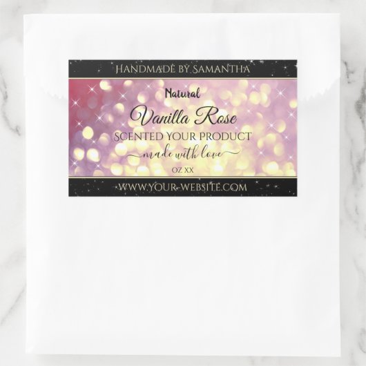 Paars goudglitter - etiket met fragment (Tas)