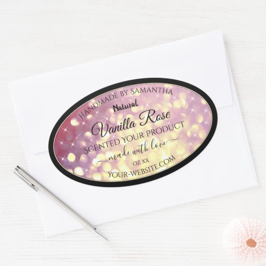 Paars goudglitter - etiket met fragment (Envelop)