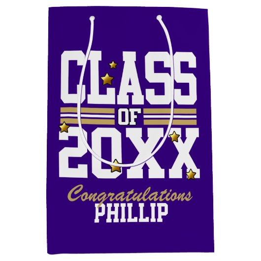 Paars|Goudkwaliteitsklasse Jaar Medium Cadeauzakje (Voorkant)