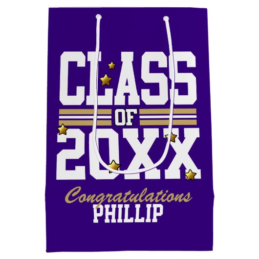 Paars|Goudkwaliteitsklasse Jaar Medium Cadeauzakje (Achterkant)