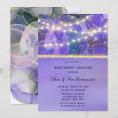 Paars goudlicht Etherische inktbridesmaïden Lunch Kaart (Voorkant / Achterkant)