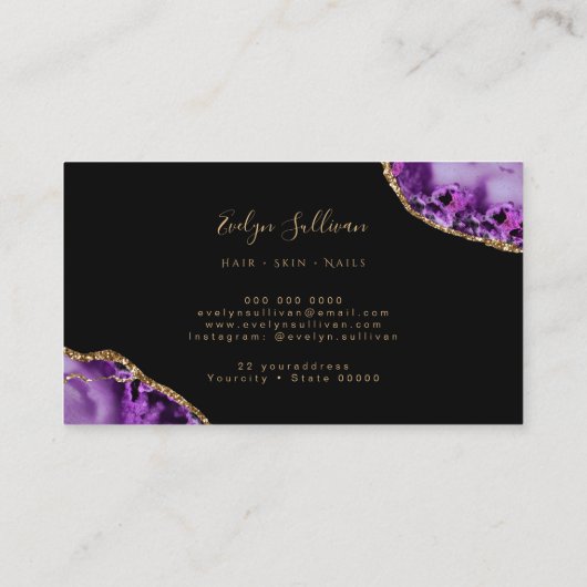 Paars goudmagervisitekaartje visitekaartje (Achterkant)