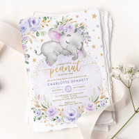 Paars goudolifant Floral Moon Stars Baby shower