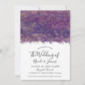 Paars goudplatter Modern Glam Weduwschap Kaart (Voorkant)