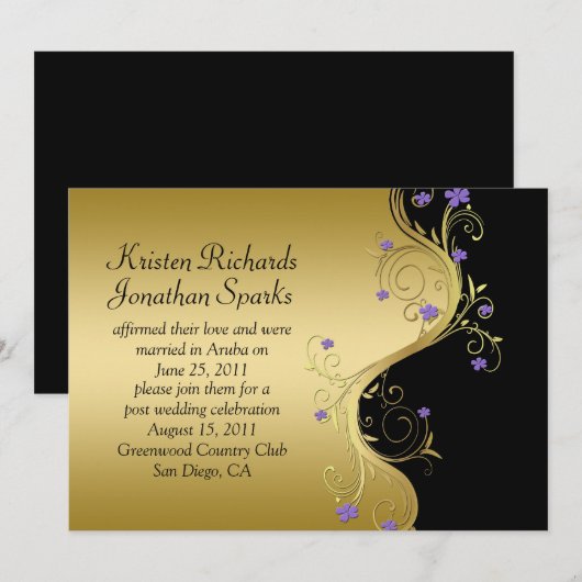  Paars goudpleisterfeest Kaart (Voorkant / Achterkant)