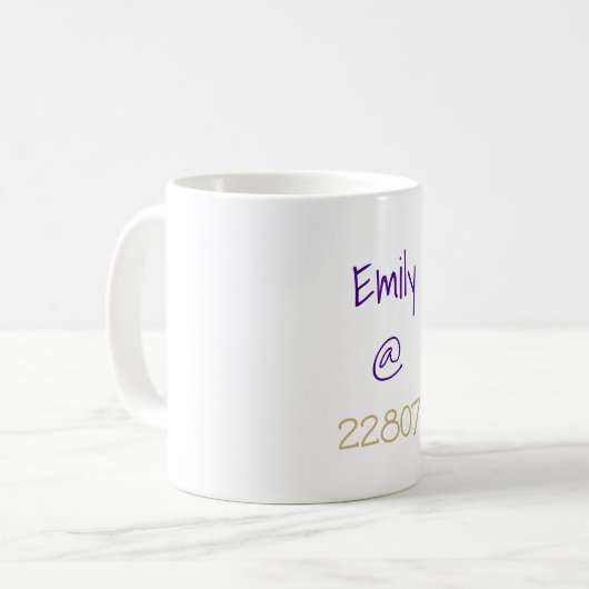 Paars-goudpostcode van de Universiteit Koffiemok (Voorkant links)