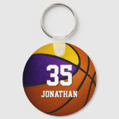 paars goudsportteam voor jongens basketbal sleutelhanger (Achterkant)
